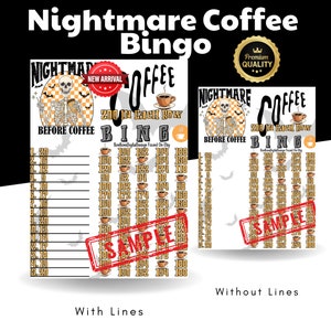 200 PYP Small Profit WTA Nightmare Coffee 15 Line Bingo Board, 200 In jeder Reihe Bingo