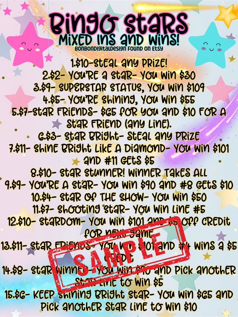 PYP With Pro WTA Mix 15 Line Bingo Board, Bingo With A Twist, Multiple ...