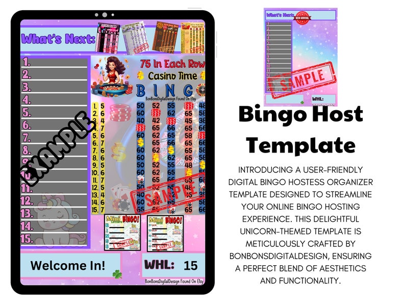 Bingo Host Organizer Template for 15 Line Bingo Board , WTA PYP Pro HR ...