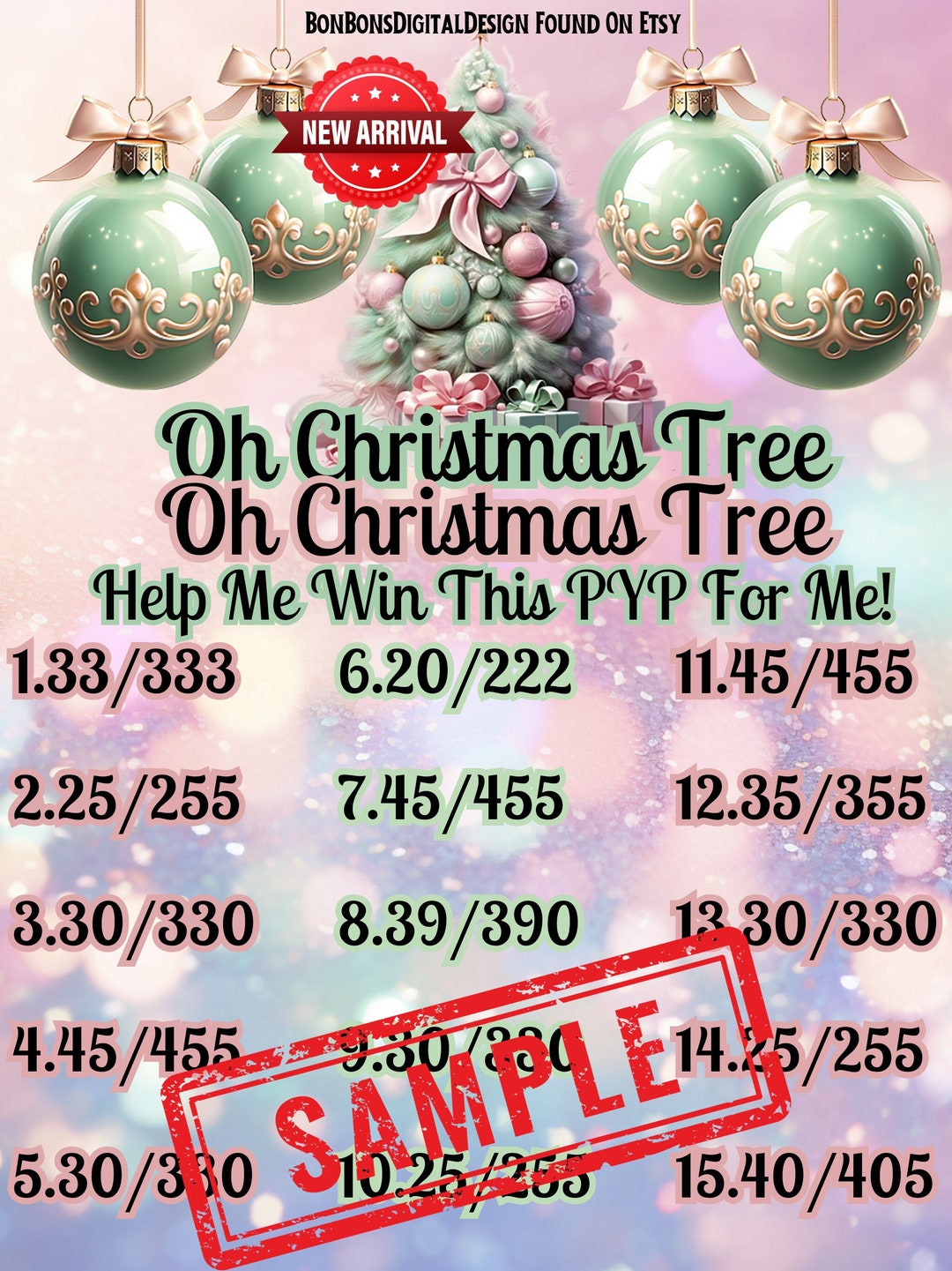 HR PYP 15 Line Bingo Board, Christmas Bingo Boards , Oh Christmas Tree ...