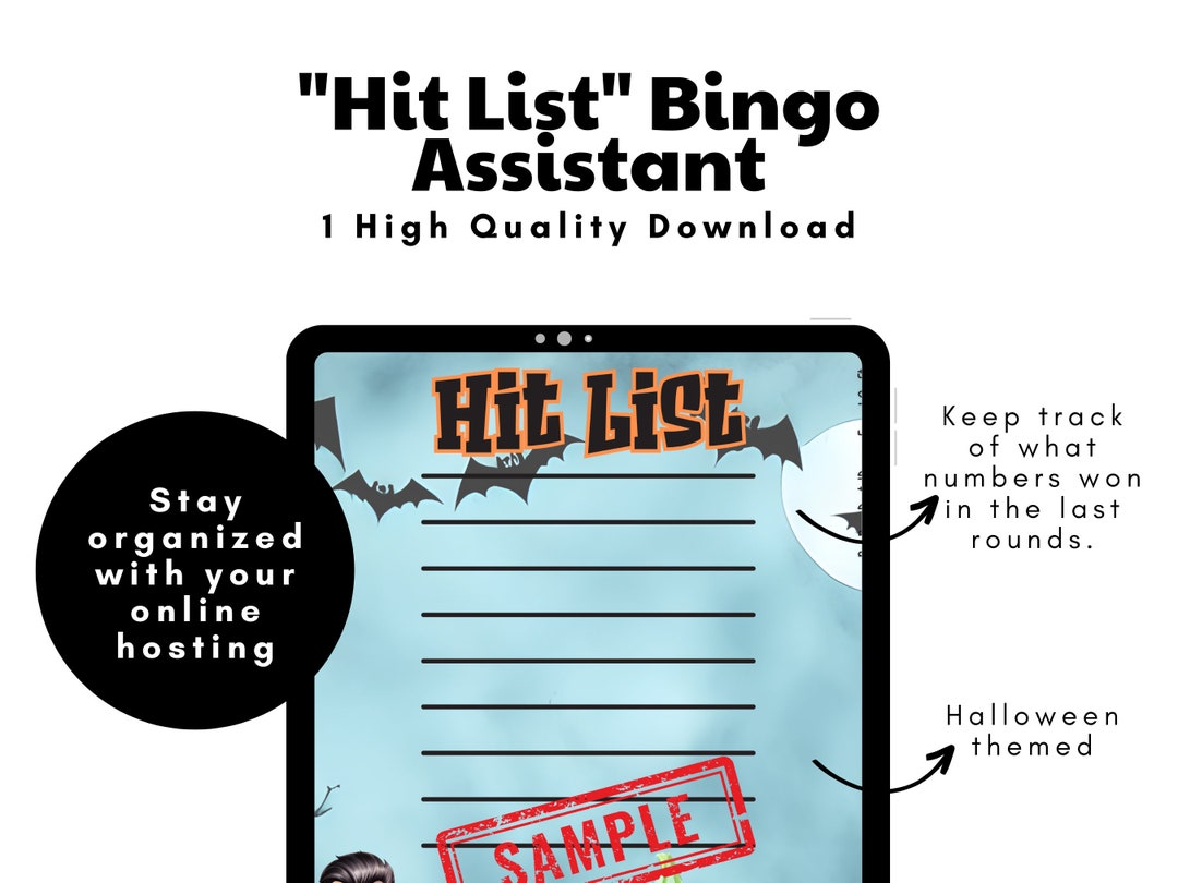 WTA PYP Pro HR Bingo , Hit List Digital Bingo Tracker , 15 Line Bingo , Halloween Themed Bingo