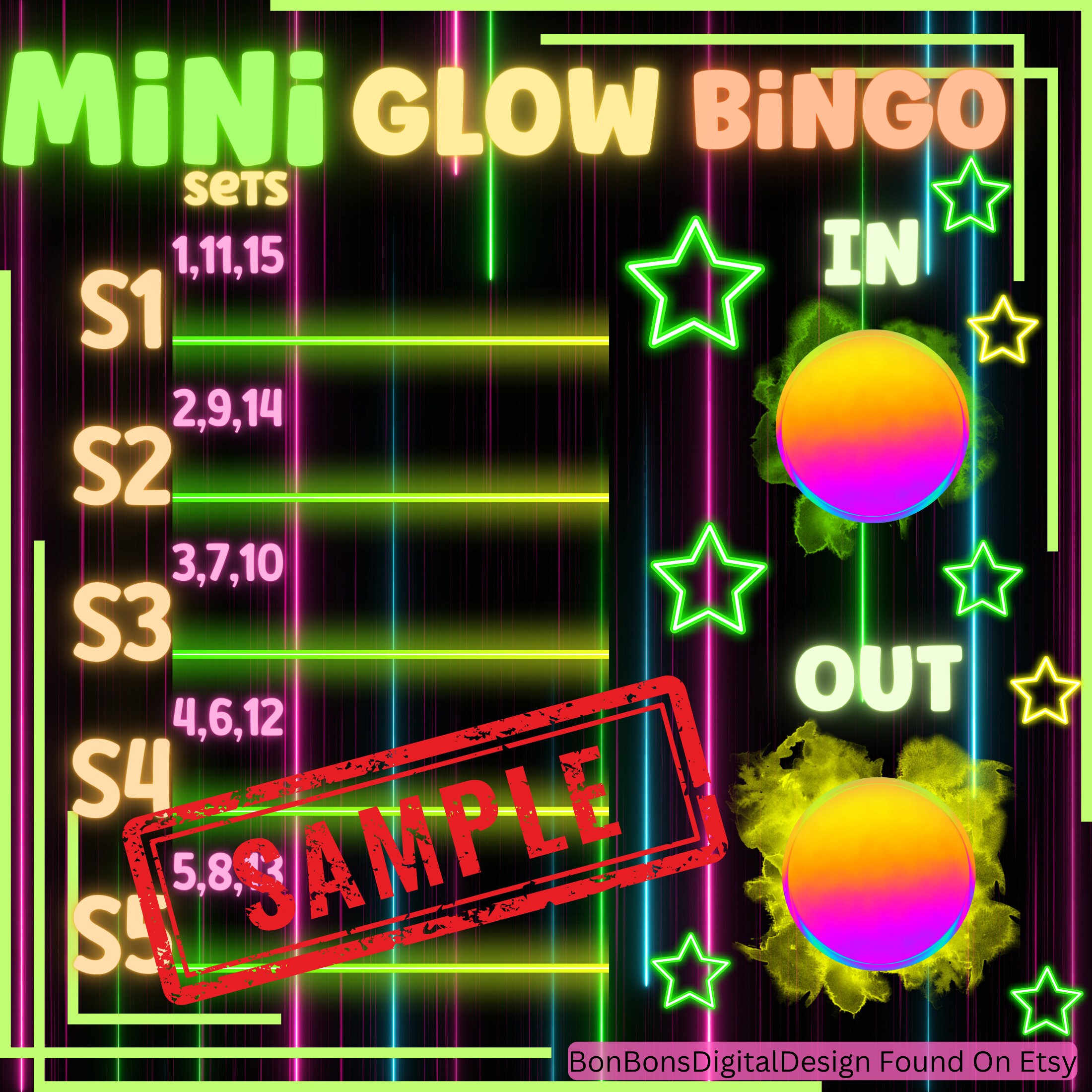 Glow Sets Mini Bingo Board for Online Bingo Hosting, Bingo Boards, WTA ...
