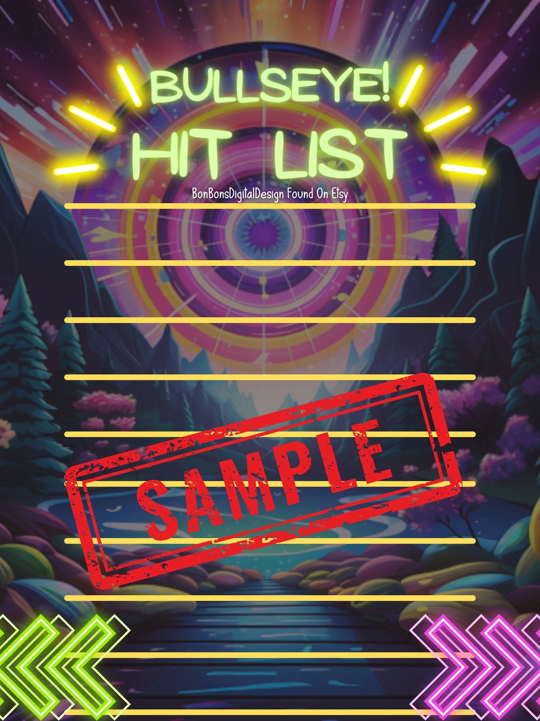 WTA PYP Pro HR Bingo , Hit List Digital Bingo Tracker , 15 Line Bingo , Glow Neon Bingo Etsy