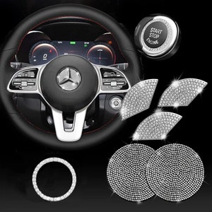 Bling Crystal Steering Wheel Emblem 49 mm Compatible with Mercedes-Benz  Glitter Emblem Steering Wheel Sticker Crystal Car Interior Steering Wheel  Logo