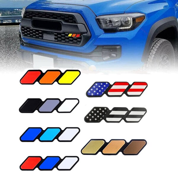 Tri-color Grille Badge Emblem Decoration Accessories Fit for Toyota Tacoma 4Runner Tundra Sequoia Rav4 Highlander