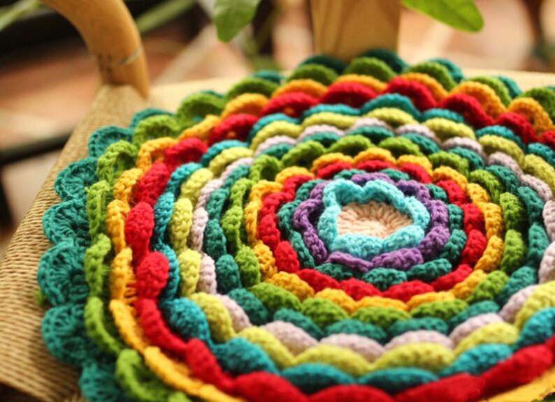 Crochet Round Chair Pad Cushion for Chair or Stool Etsy