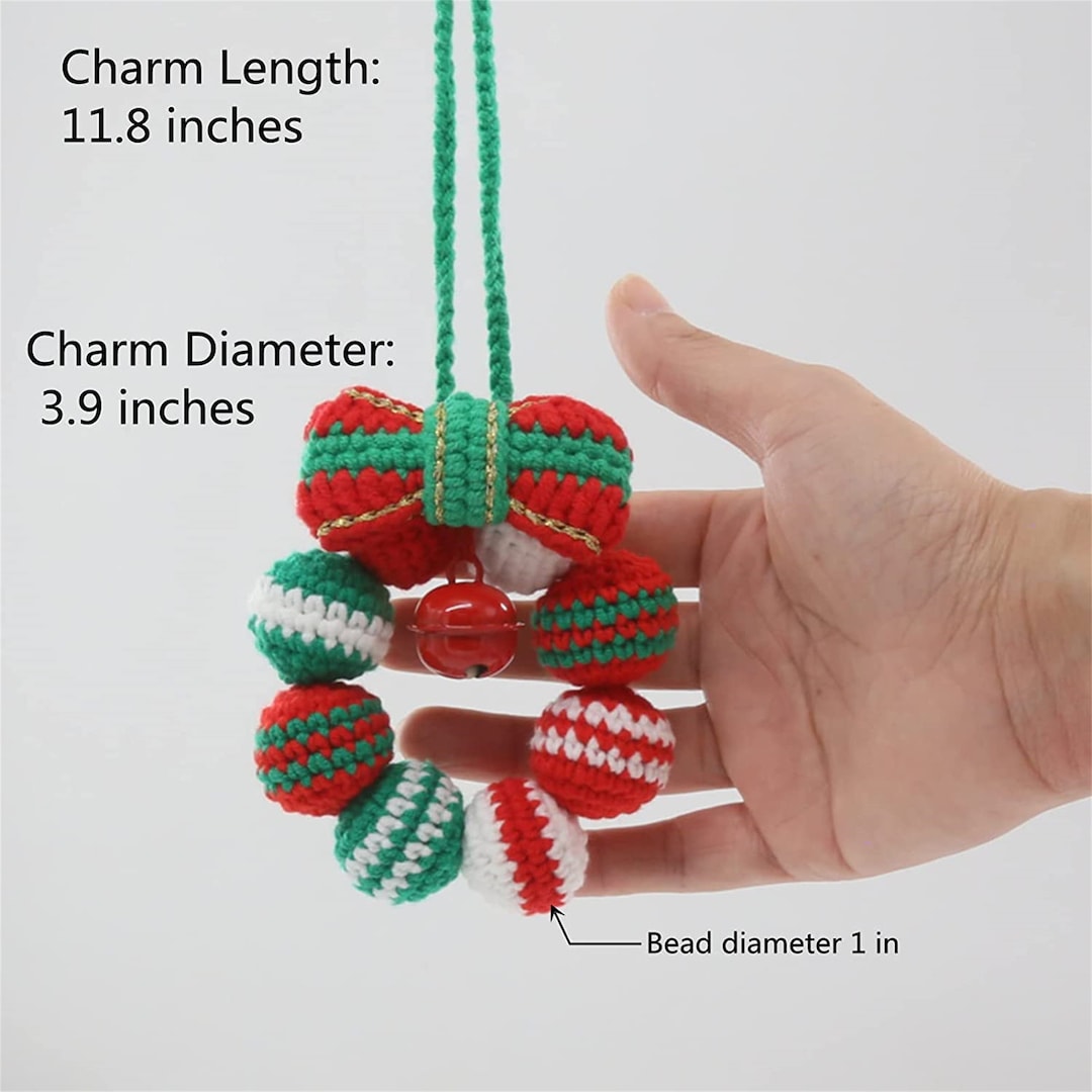 Crochet Christmas Wreath Decorations for Car Mirror Christmas Etsy