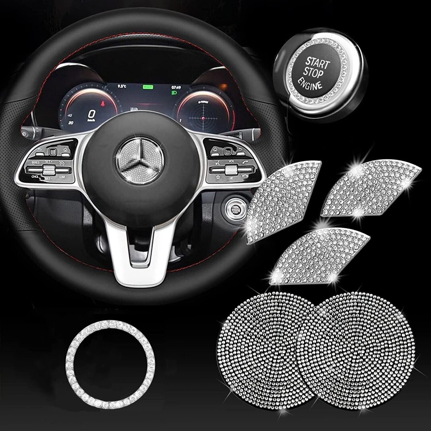 Auto Bling Lenkrad Aufkleber Aufkleber Innenraum Zubehör Metall passend für  Toyota Mercedes