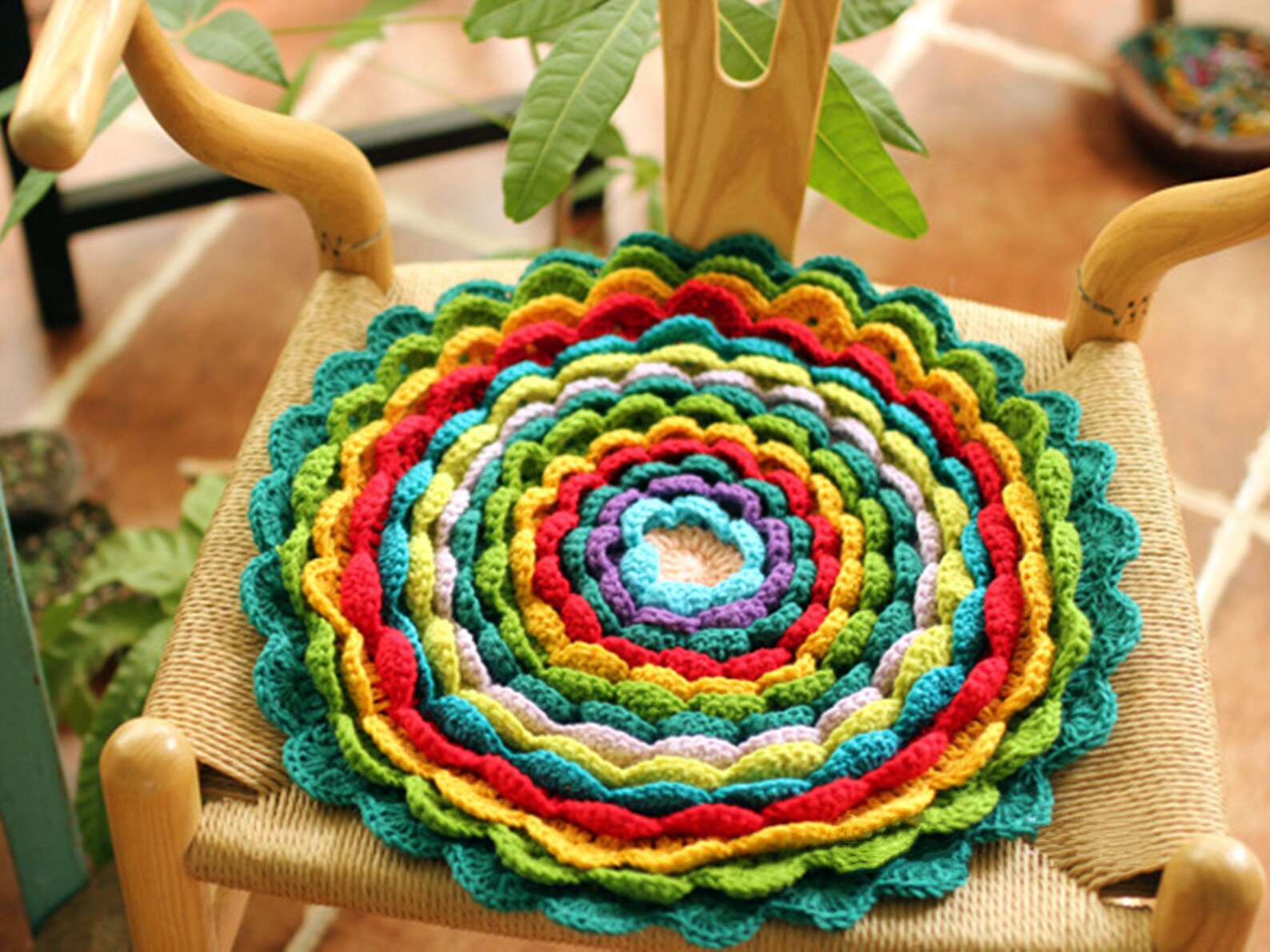 Crochet Round Chair Pad Cushion for Chair or Stool Etsy