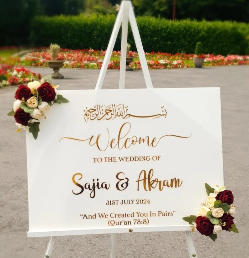 Acrylic Welcome Sign A2 Wedding/nikkah with Flowers - Etsy