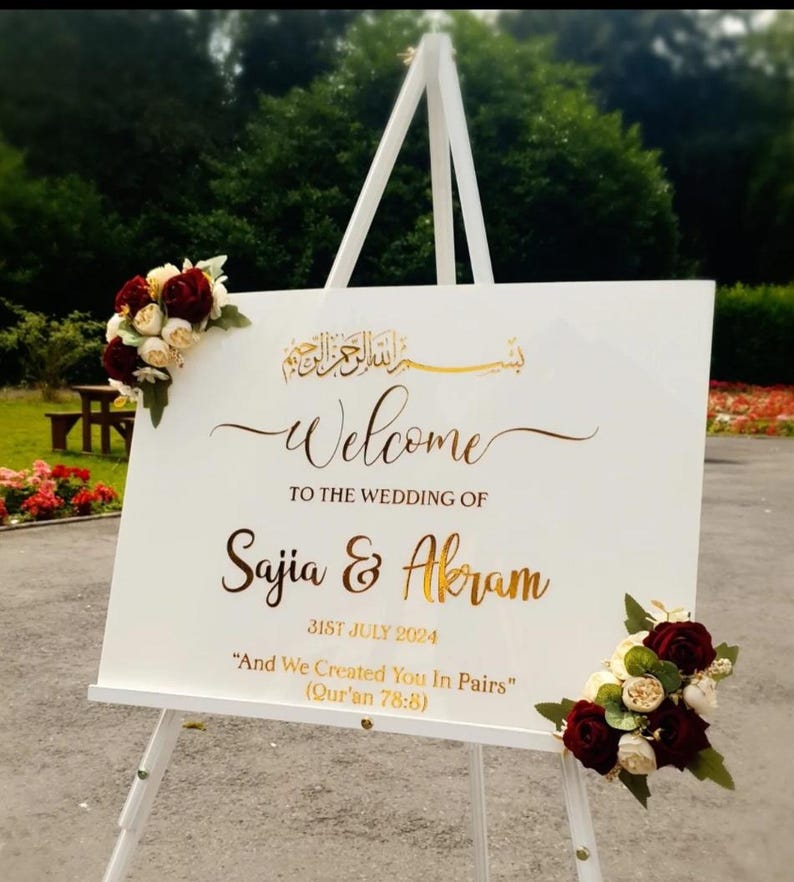 Acrylic Welcome Sign A2 Wedding/nikkah with Flowers - Etsy