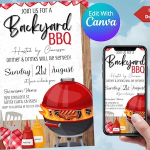 Backyard BBQ Invitation Card - Instant Download Image Printable Invitation Template - Porch Party Grill & Chill - EDITABLE