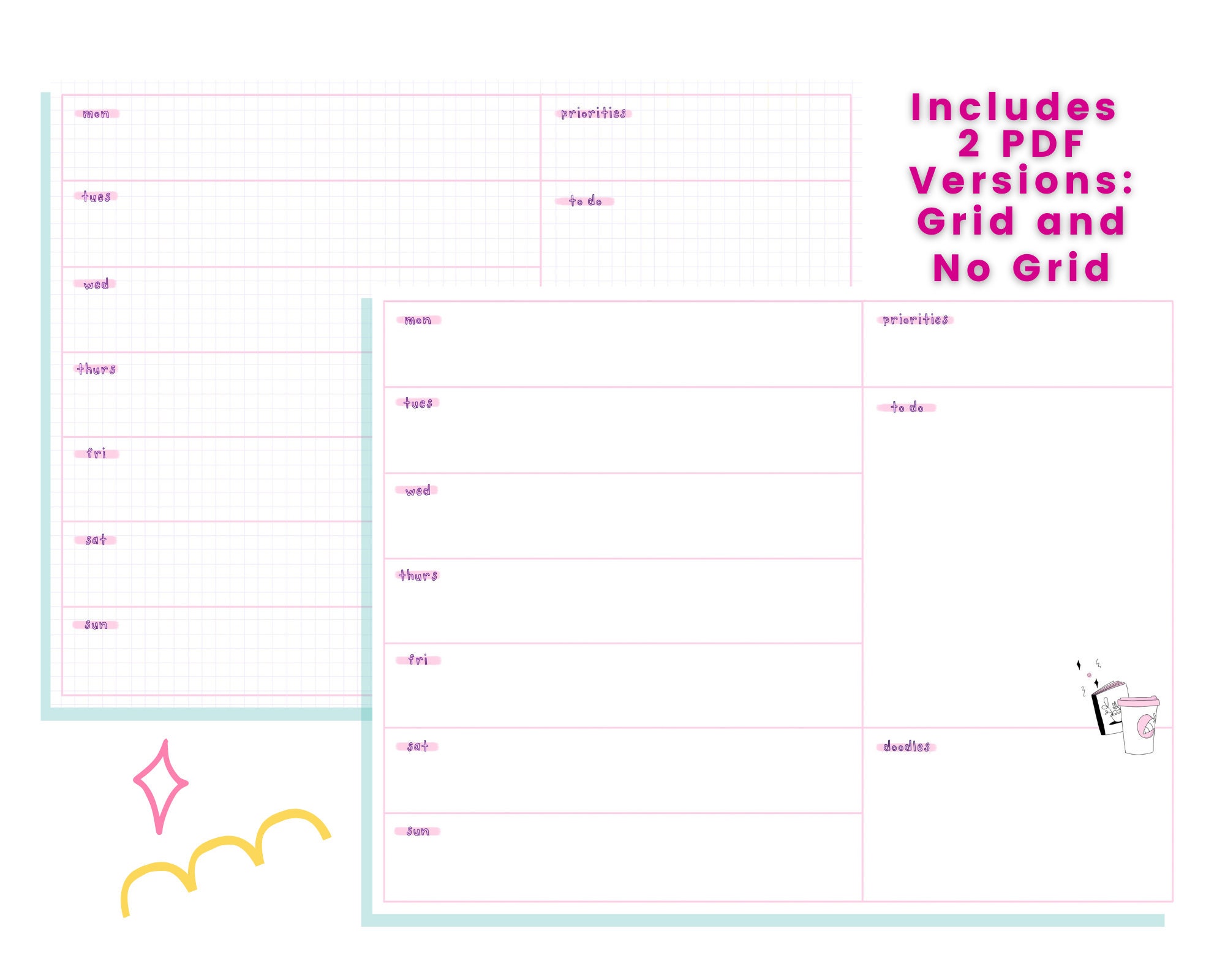Weekly Planner Printable PDF | Digital Download | Undated Digital ...