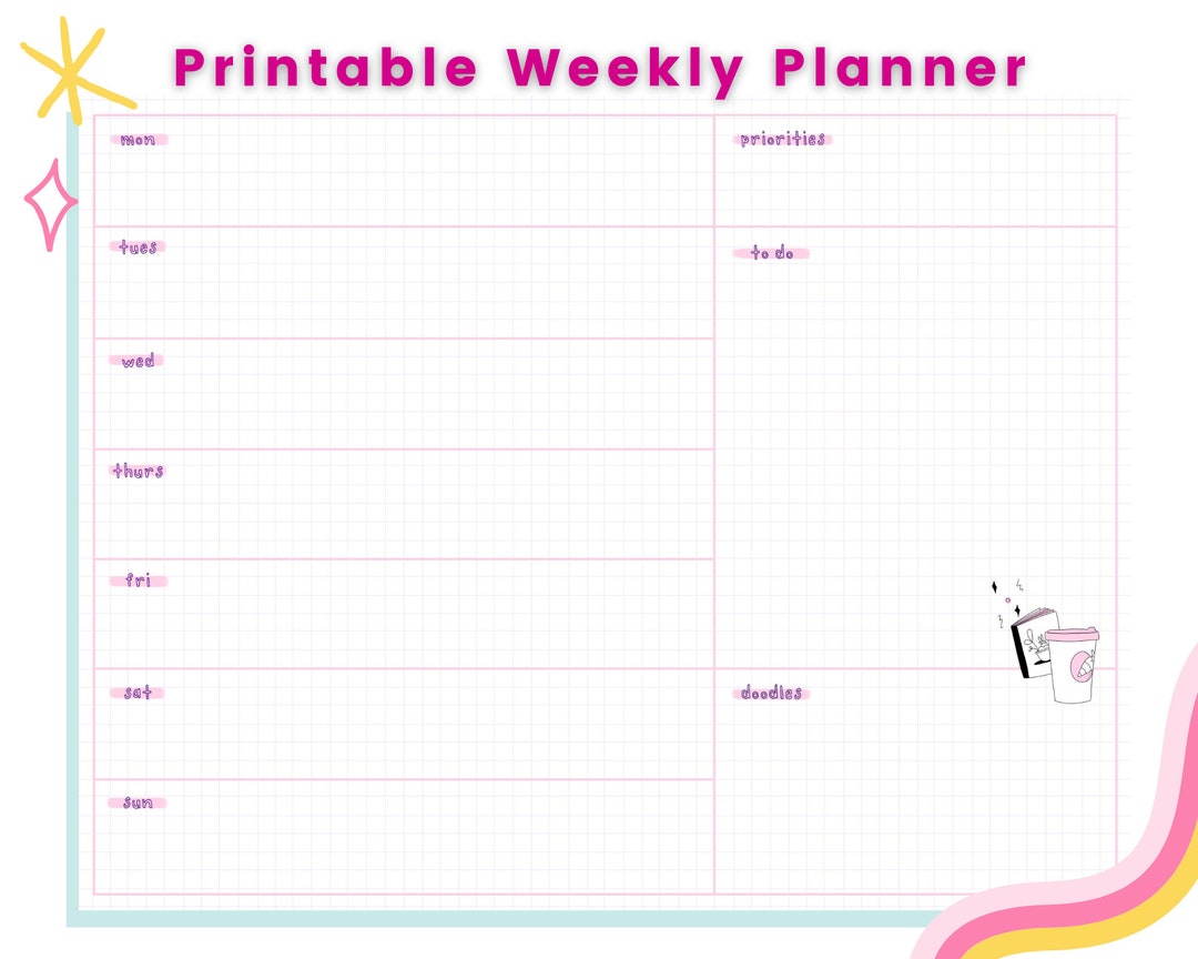 Weekly Planner Printable PDF | Digital Download | Undated Digital ...