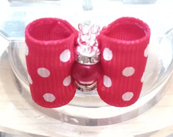 RED SWISS DOT Fiocchi per cuccioli, Mini fiocchi a forma di cane, Fiocchi per cuccioli con perle scintillanti, Piccolo fiocco Yorkie Tzu Maltese Biewer, Fiocco Topknot per cani giocattolo, Regalo mamma cane