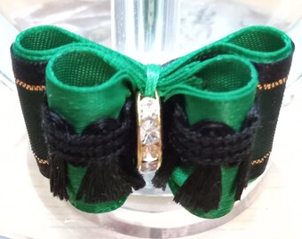 TASSLE CHRISTMAS Dog Bow, Dogform Bows, Bling Rhinestone Dog Bows, Emerald Dog Bows, Yorkie Shih Tzu Maltese Biewer Poodle Pomeranian Bows