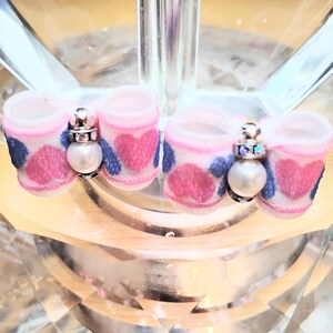 Pink & Blue Heart Puppy Bow: Tiny Valentine's Dog Bow