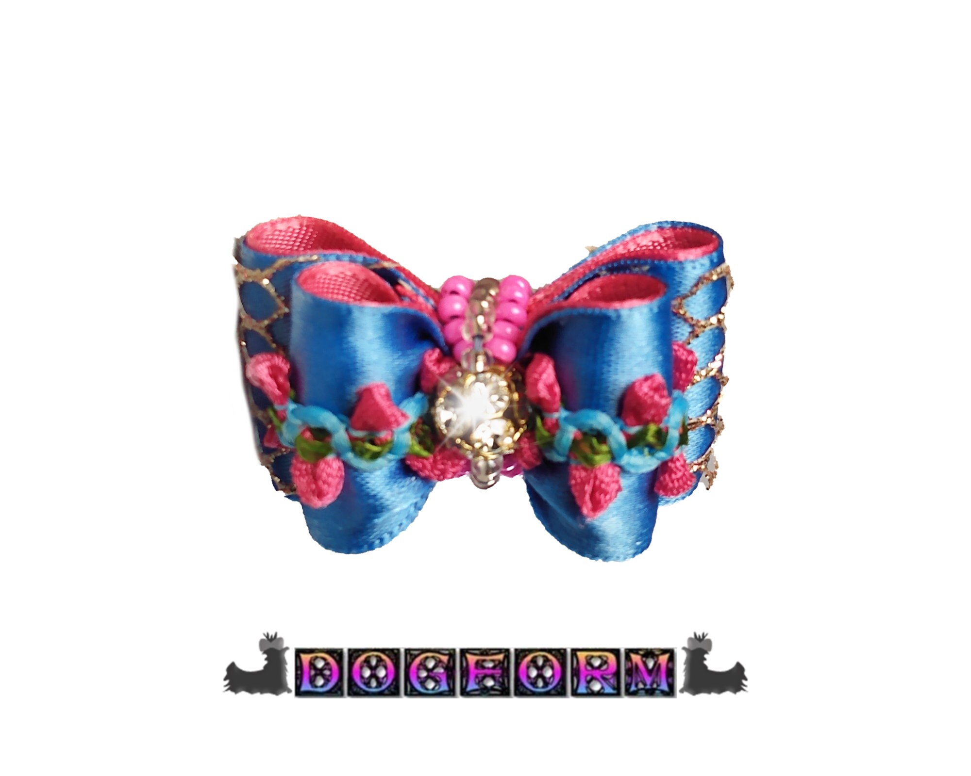 Custom Dog Hair Bow With Rhinestones Luxury Floral Red Etsy