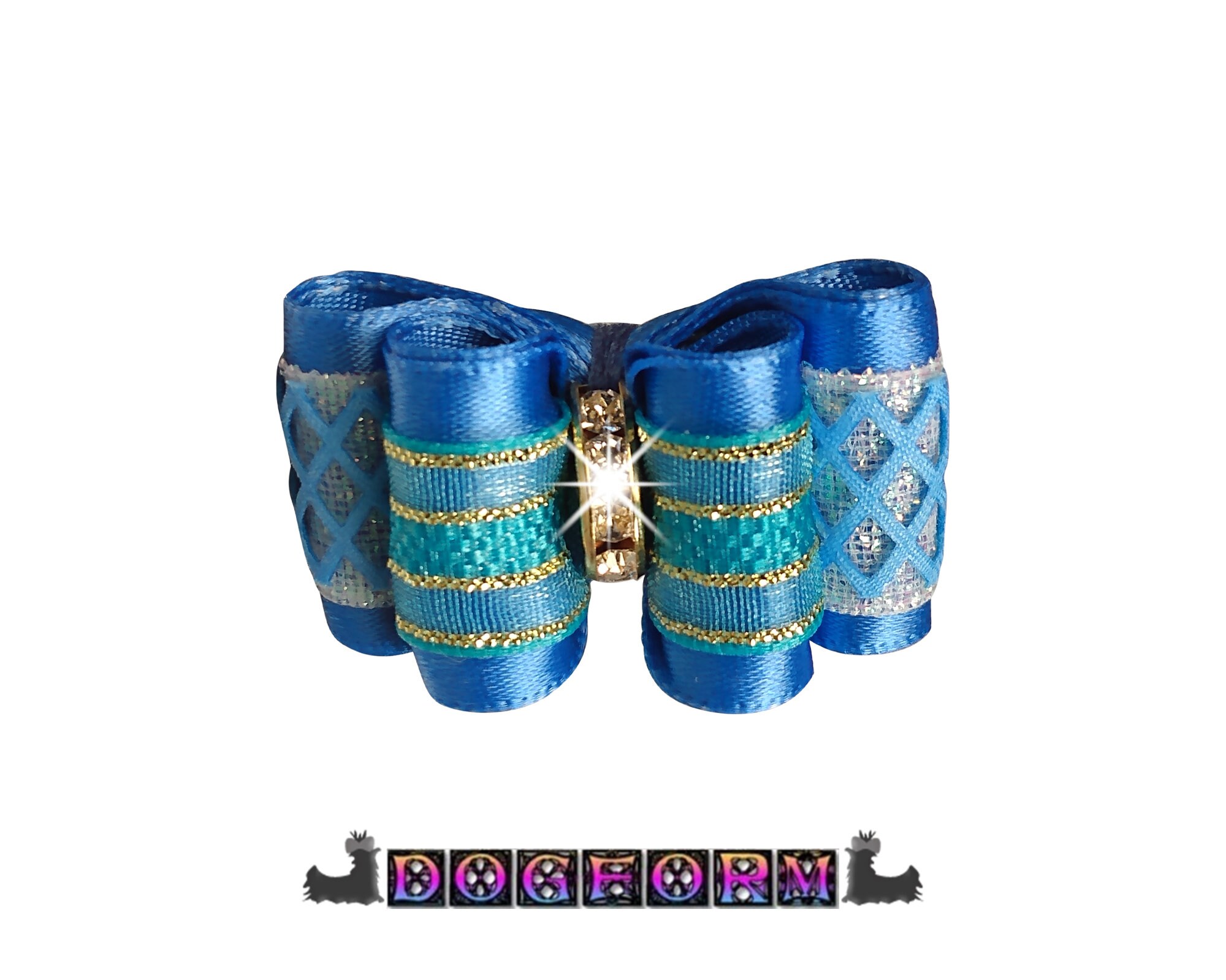 Custom Gold Stripes Organza Dog Hair Bow Luxury Lattice Dog Etsy