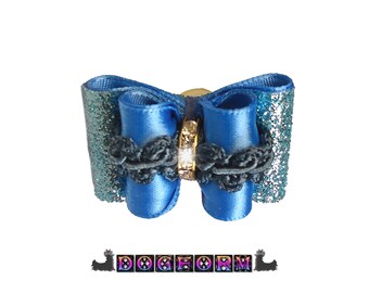 Blaue Glitter Jakobsmuschel Hundeschleife: Schleife für Yorkie, Shih Tzu