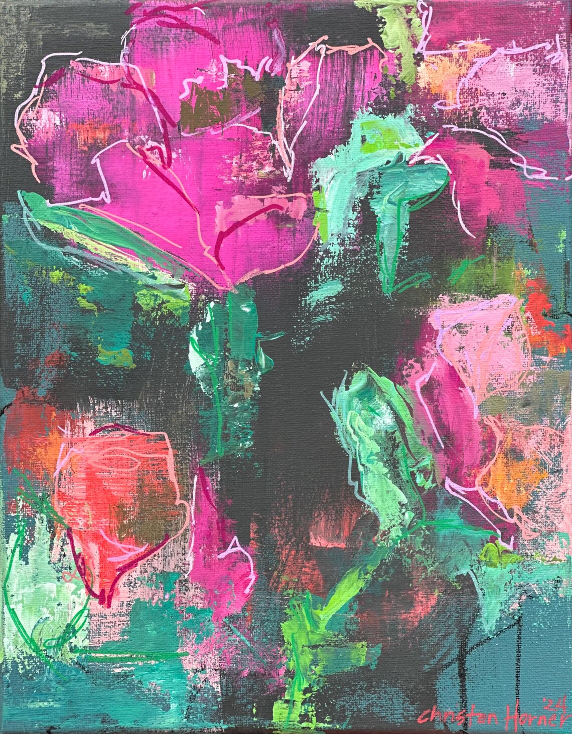 Trigger, Abstract Painting, Original Print, Abstract Floral Artwork ...