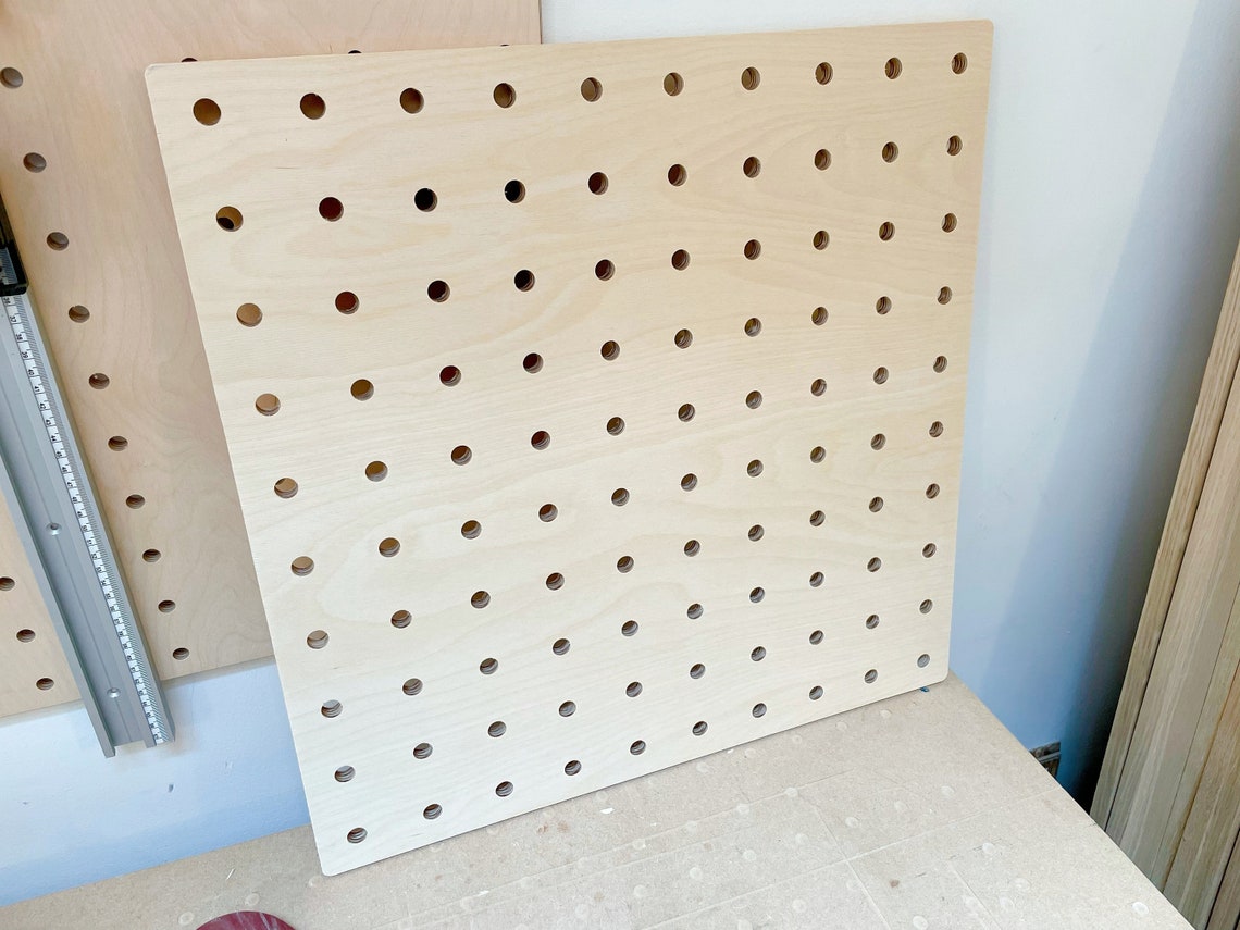 Set 50x50cm Birch Plywood Pegboard Pegs and 4 Shelves Etsy