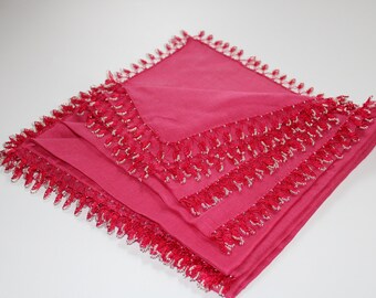 Boho scarf beaded lace cotton 95cm festival statement women gift 1990s