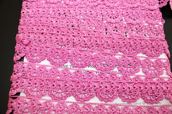 1 Vintage Scalloped Edge Lace Ribbon Trim Hot Pink 