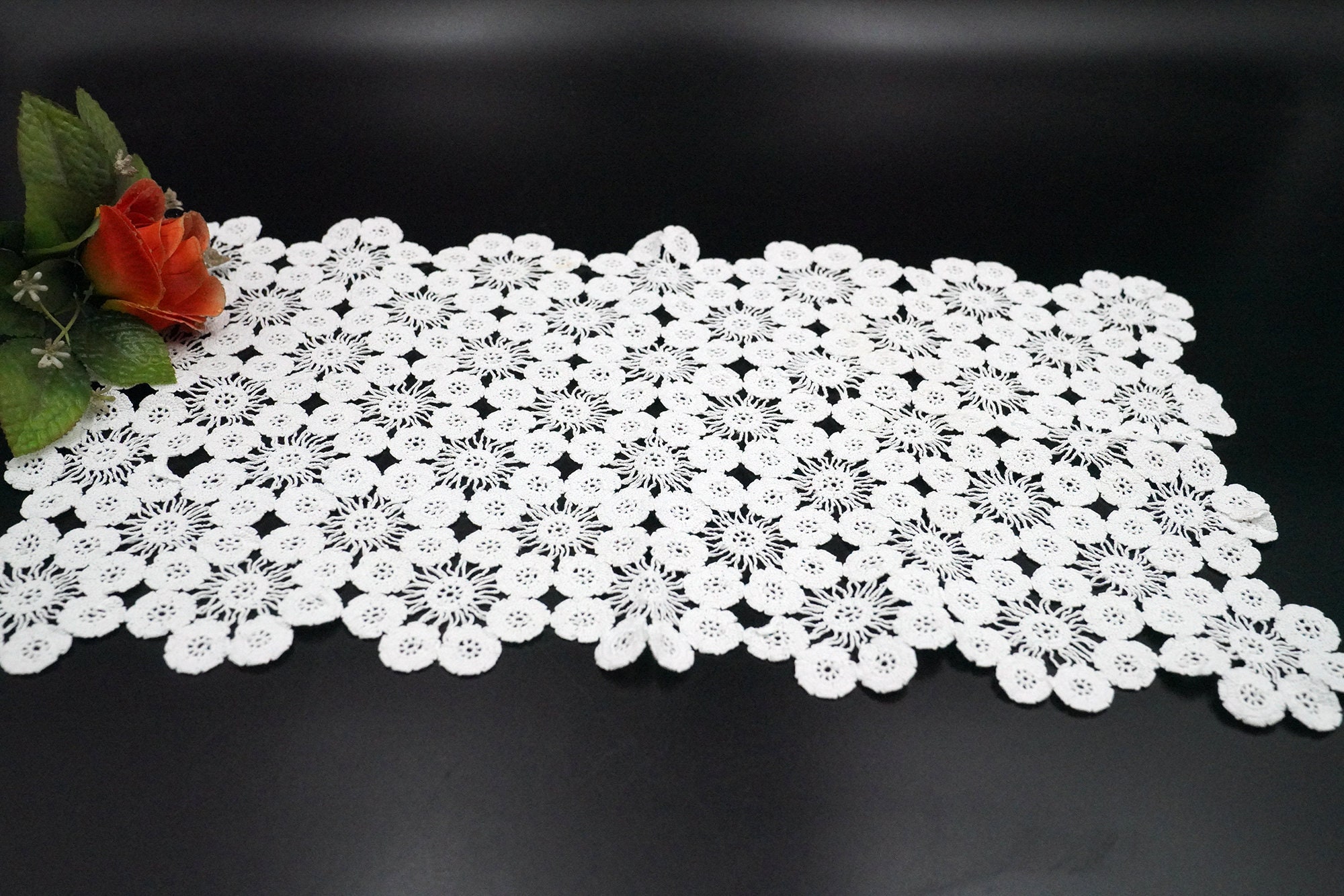 Vintage Lace Coffee Table Cover, Motif Table Cover, Lacy Napkin