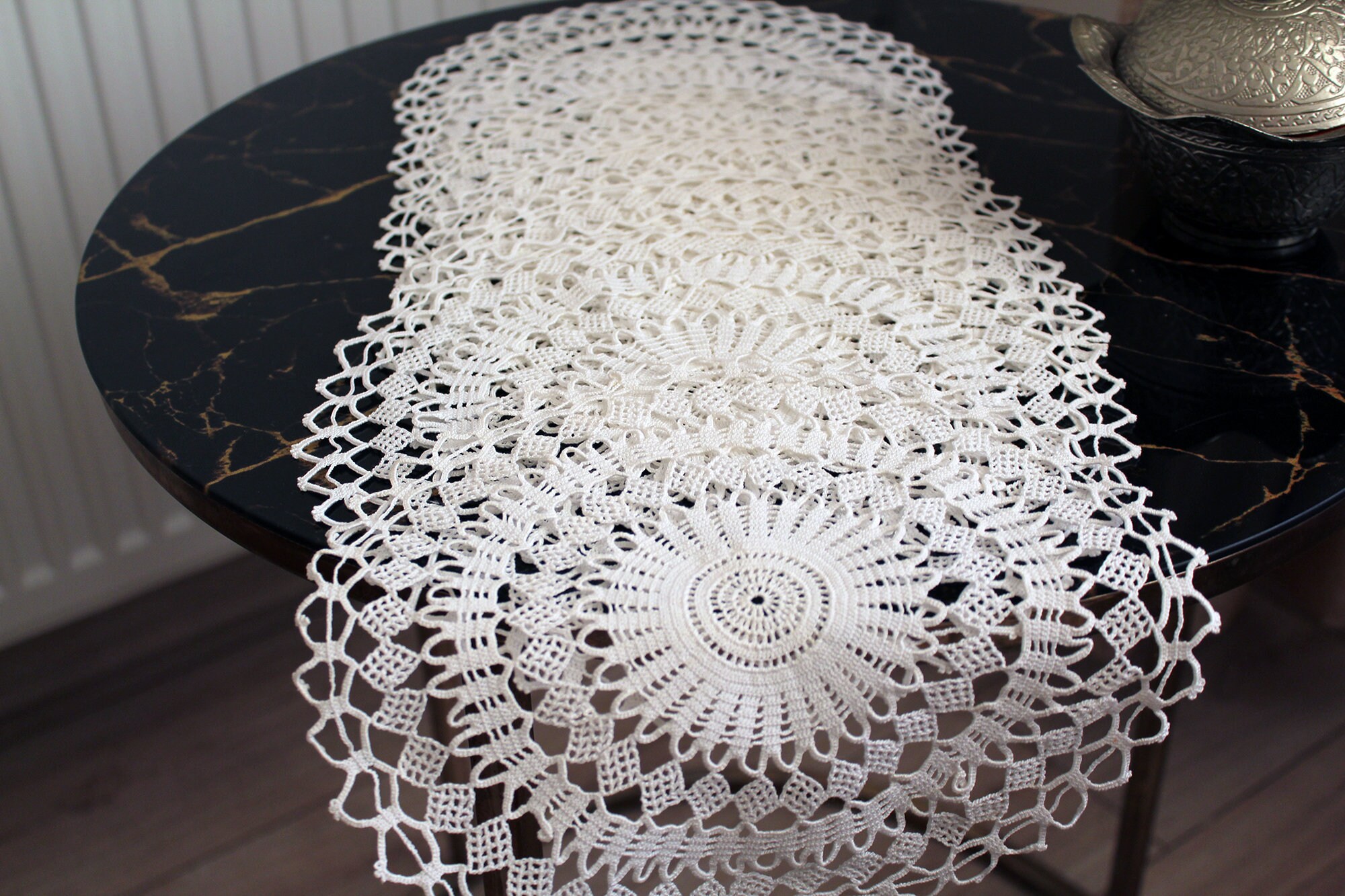 6 Pcs Crochet Doilies, Coffee Table Cover, Round Tablecloth Vintage