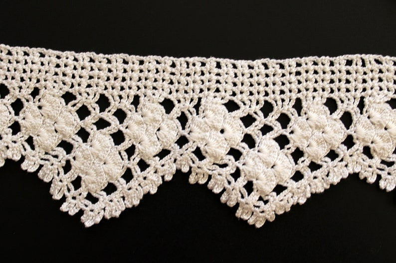 Cotton Lace Trim Vintage, Crochet Lace Border, Curtain Edge Lace