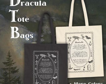 Dracula Bag I Bram Stoker I Dracula Gift I Vampire Bag I Gothic Literature I Classic Novel I Goth Tote Bag I Whimsical I Dark Academia