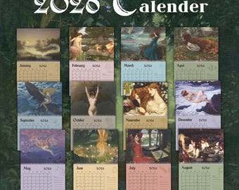 Calendario da parete 2026: Arte preraffaellita, astrologia e fasi lunari