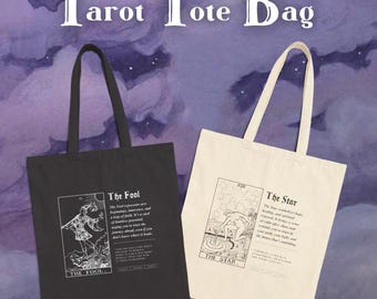 Sac fourre-tout en coton pour cartes de tarot : cadeau sorcière, style universitaire sombre