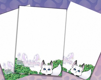 cute white fox, Druckbares Briefpapier, Druckbares Briefpapier, A4, dots, liniert, unliniert, dotgrid, PDF, digital