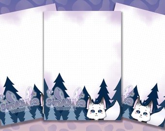 cute white fox, Druckbares Briefpapier, Druckbares Briefpapier, A4, dots, liniert, unliniert, dotgrid, PDF, digital