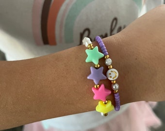 Bracelet pour enfant avec perles acryliques, taille réglable, modèle Alba