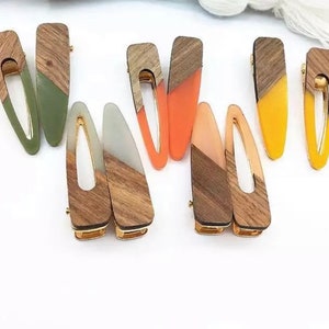Resin hair clips | Acrylic resin wood barrette | Set of 2 hair clips |Boho chic | Hair accessories for women | MOM and girlfriend gift