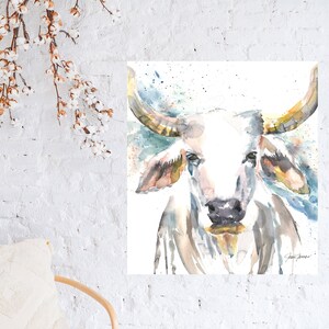 Original Watercolor Painting Braham Bull This is Not a Print - Etsy