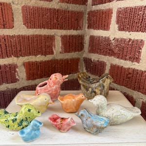 Hand Sculpted Ceramic Birds: Pinch Pot Decorative Accents