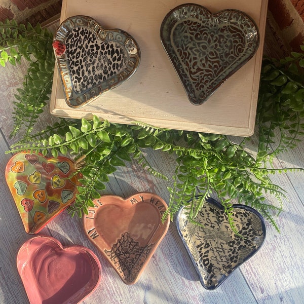 Heart shaped dishes, 6 inch dishes