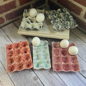 Ceramic egg tray, countertop egg holder