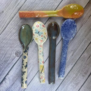 ceramic spoons, stoneware serving spoons
