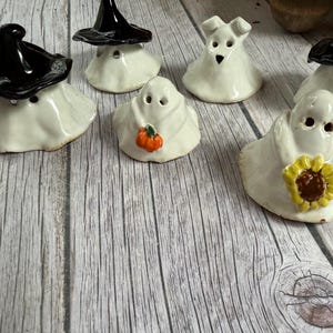 Handmade Ceramic Ghost Figurines: Fall Decor, Halloween Treats