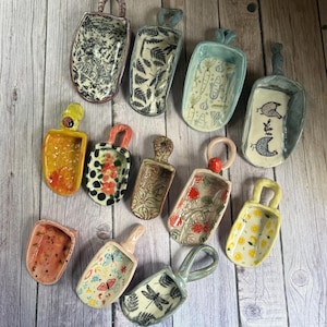 Ceramic coffee scoops, flour scoop, pet food scoop