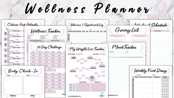 Wellness Planner: Diet, Fitness, Self-Care (PDF Planner)