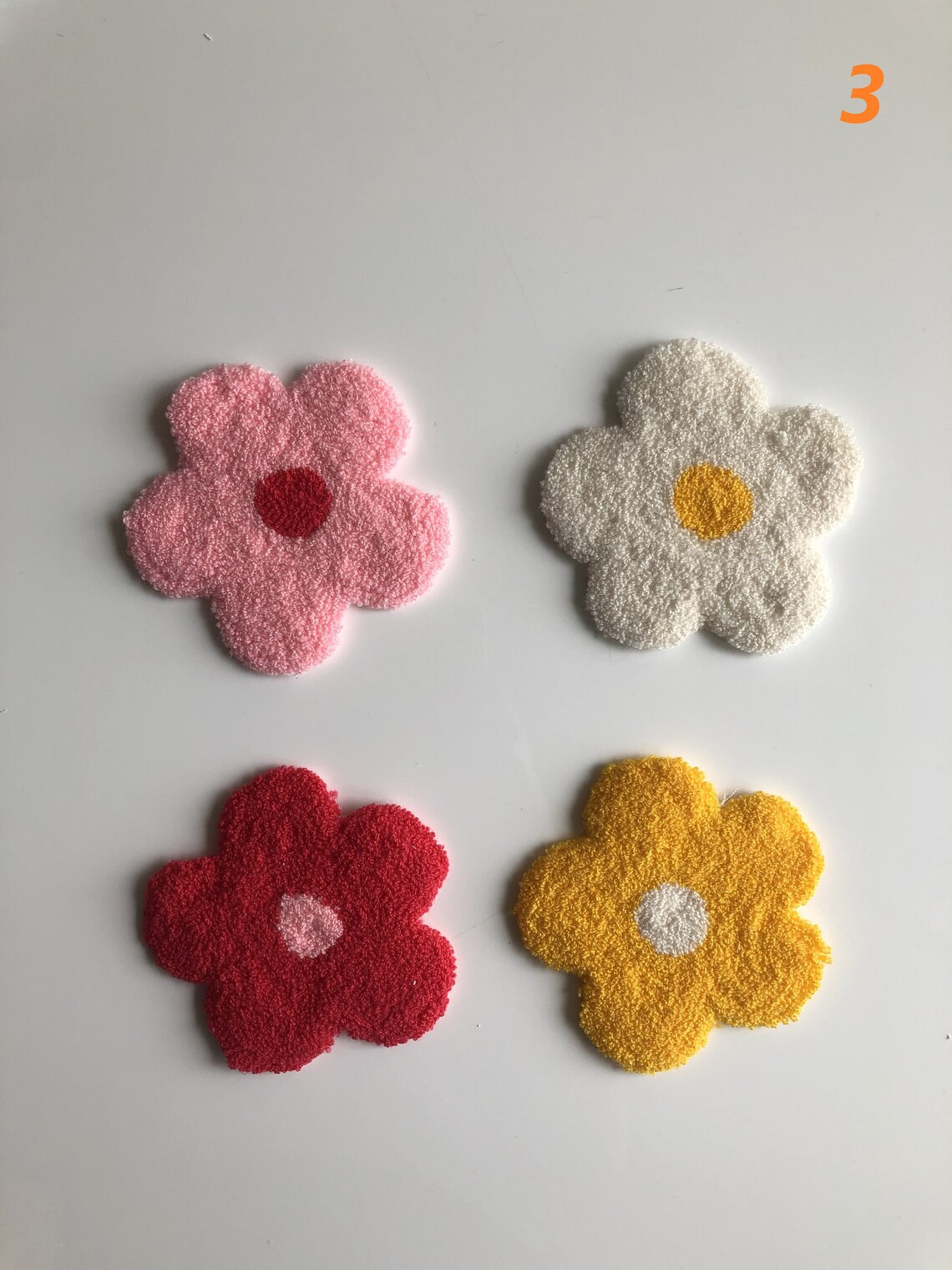 Handmade Punch Needle Flower Coaster Set of 4 Etsy