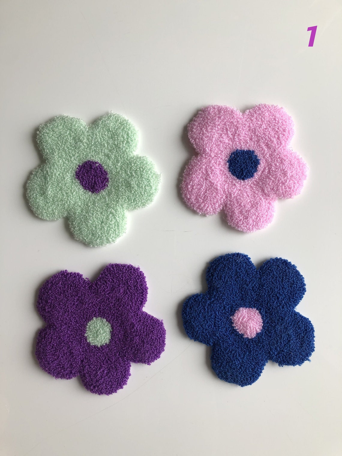 Handmade Punch Needle Flower Coaster Set of 4 Etsy