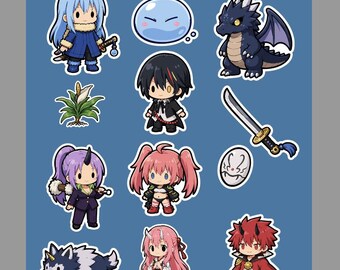Planche d'autocollants Tensura, personnages chibi de Moi, quand je me suis réincarné en Slime et autocollants en vinyle de Rimuru (anime)