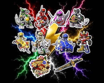 Autocollants en vinyle inspirés des Power Rangers : décalcomanies de robots rétro des années 90